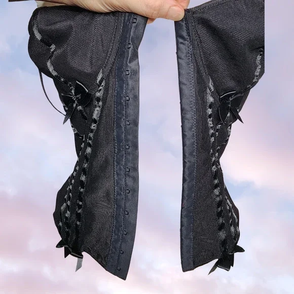 Vtg 90s Frederick's Hollywood Black Corset Bustier Lingerie Sheer Padded Top 38 - Picture 4 of 8